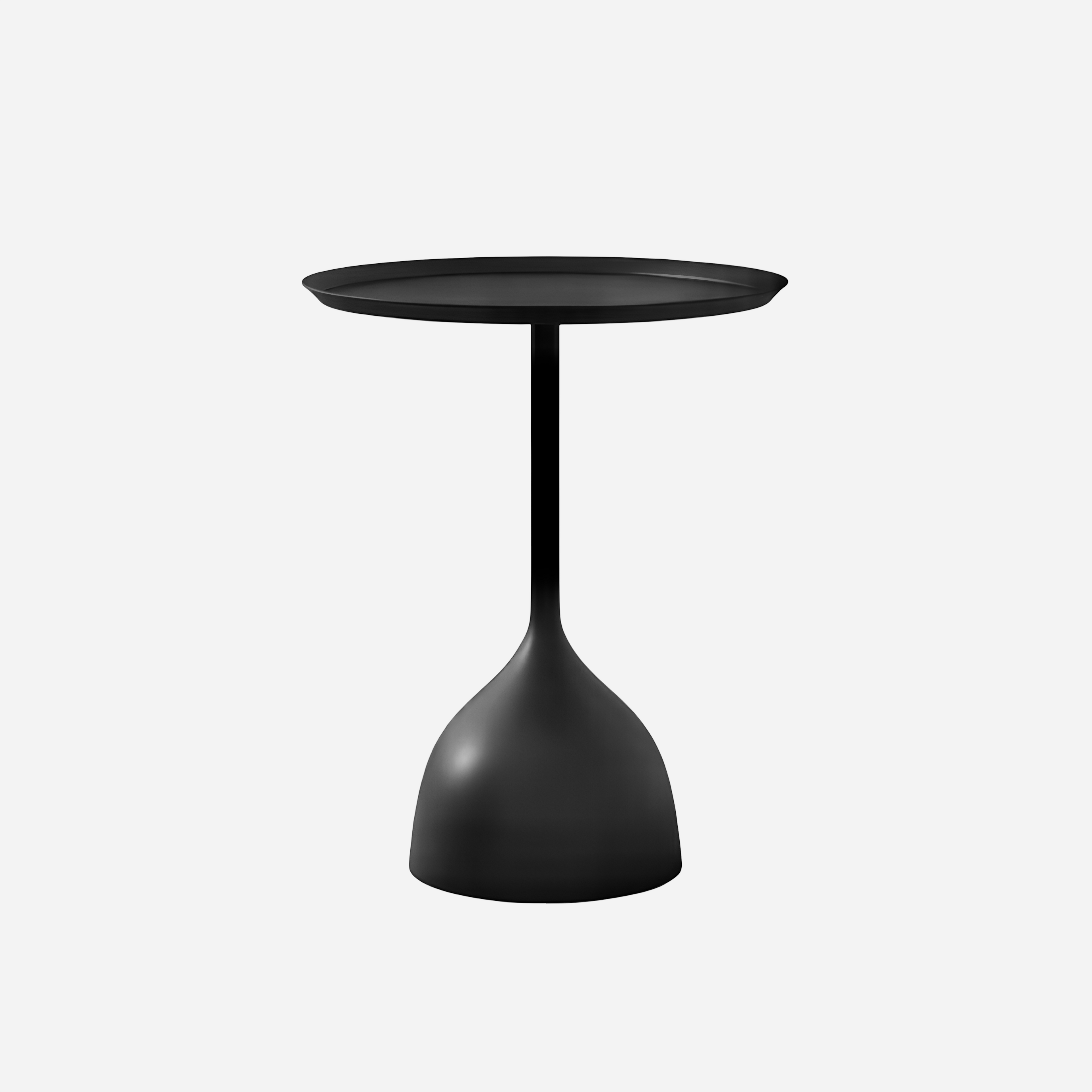 Black side table on a white background