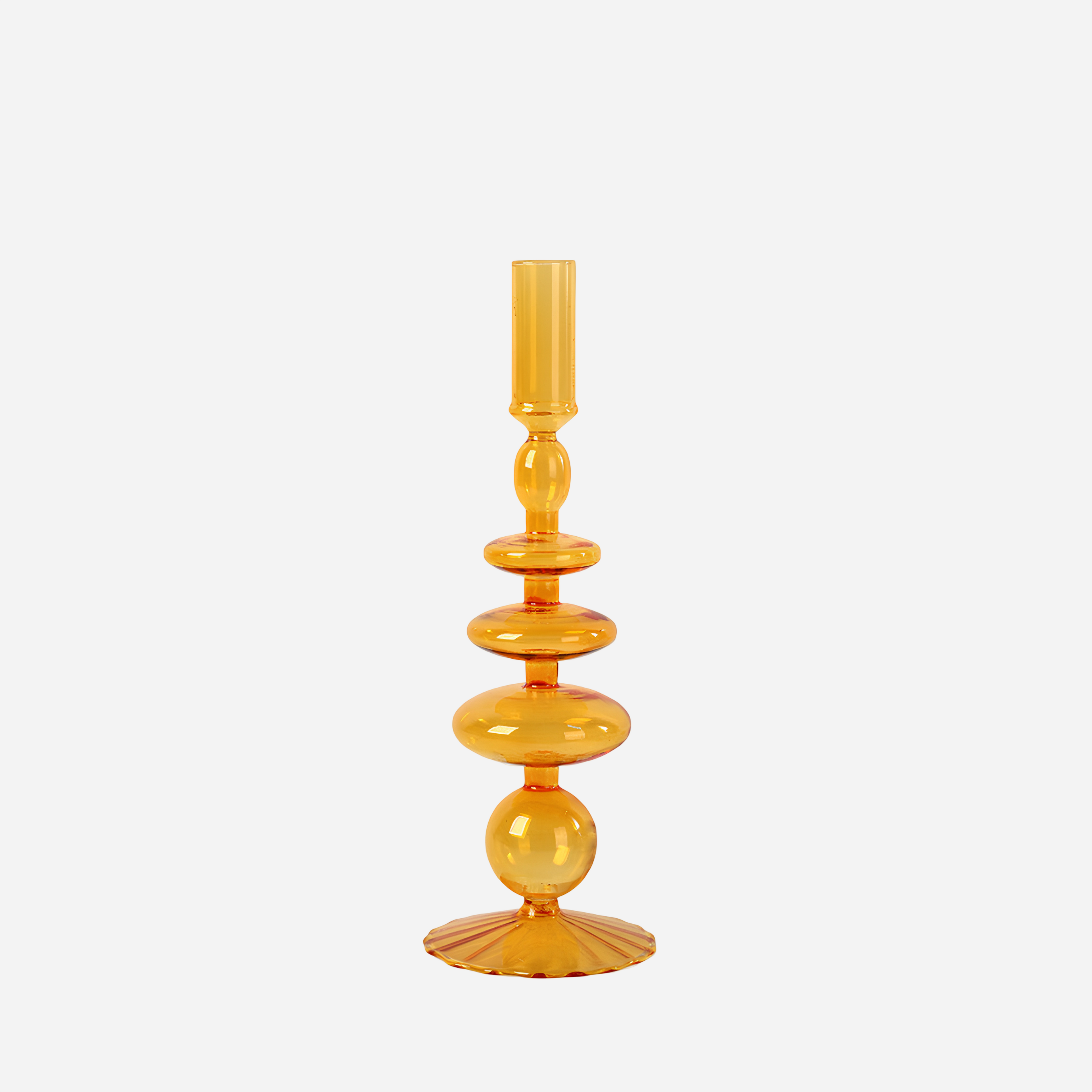 Orange glass candle holder on a white background