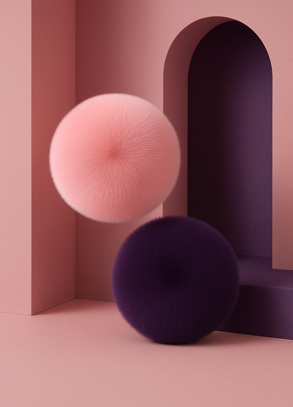 Pink and purple textured rugs on a pink and purple geometric background